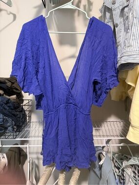 Free People Royal Blue V-Neck Beach Romper